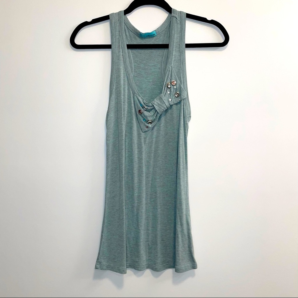 Queen Esther Bow Accent Long Length Women’s Racerback Tank Top Size Medi…